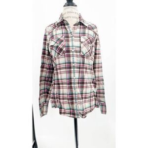 LUXURY BRAND DUNGAREES AMERICA Button Down Checkered Plaid Longsleeves Top LARGE